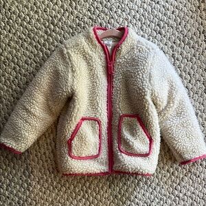 Carters Sherpa Zip up Jacket Cream and Pink 3T
